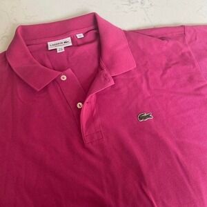 Lacoste Classic Fit Men's Polo Shirt Pink Short Sleeve Crocodile Logo  us 4XL 9